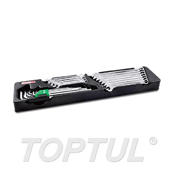 20PCS 15° Offset Super-Torque Combination Wrench & Extra Long Type Ball Point Hex Key Wrench Set