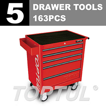 W/5-Drawer Tool Trolley - 158PCS Mechanical Tool Set