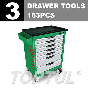W/7-Drawer Tool Trolley - 163PCS Mechanical Tool Set