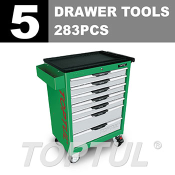 W/7-Drawer Tool Trolley - 283PCS Mechanical Tool Set