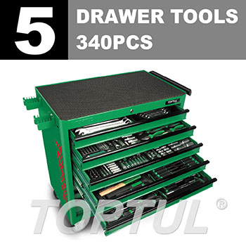 340PCS W/8-Drawer Jumbo Tool Trolley