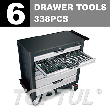 W/7-Drawer Tool Trolley - 338PCS Mechanical Tool Set