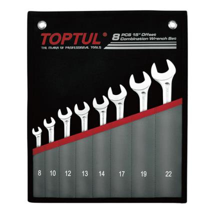 15&#xB0; Offset Hi-Performance Combination Wrench Set - POUCH BAG - METRIC