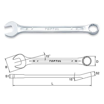 Standard Combination Wrench 15&#xB0; Offset - METRIC