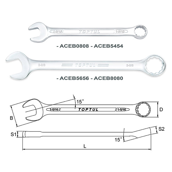 Standard Combination Wrench 15° Offset - SAE
