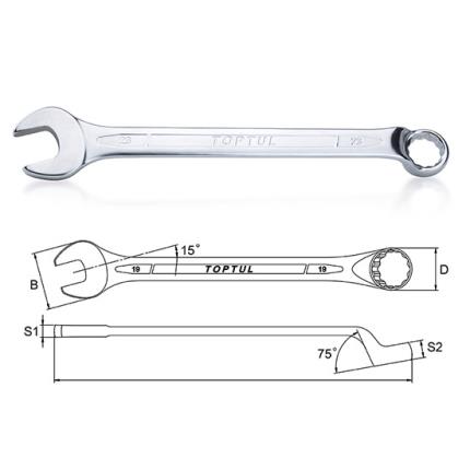 Standard Combination Wrench 75&#xB0; Offset - METRIC (Satin Chrome Finished)