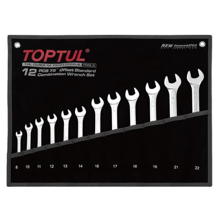 75&#xB0; Offset Standard Combination Wrench Set - POUCH BAG - BLACK