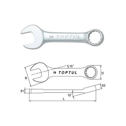 Midget Combination Wrench 15&#xB0; Offset - METRIC (Satin Chrome Finished)