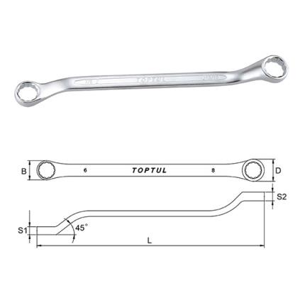 Double Ring Wrench 45&#xB0; Offset - SAE (Satin Chrome Finished)