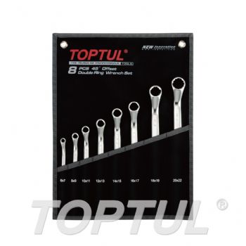 45° Offset Double Ring Wrench Set - POUCH BAG - BLACK (Satin Chrome Finished)