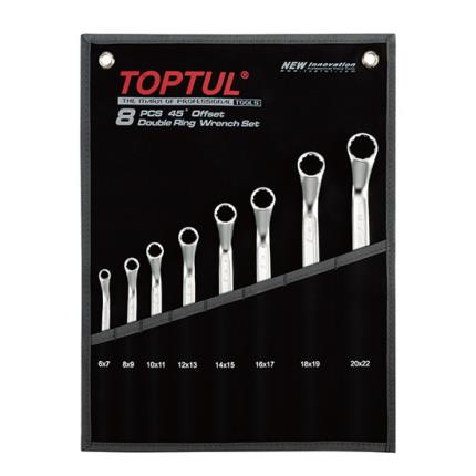 45&#xB0; Offset Double Ring Wrench Set - POUCH BAG - BLACK (Satin Chrome Finished)