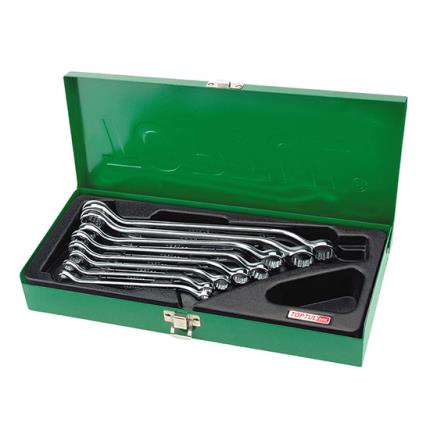 45&#xB0; Offset Double Ring Wrench Set - METAL BOX (Mirror / Satin Chrome Finished)