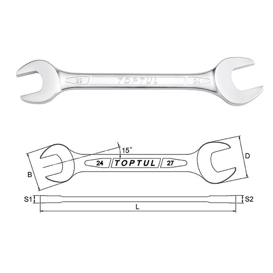 Double Open End Wrench - METRIC (Satin Chrome Finished)
