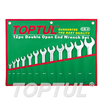Double Open End Wrench Set - POUCH BAG - GREEN (Mirror / Satin Chrome Finished)