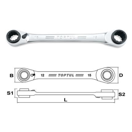 Pro-Series 4-In-1 Ratchet Double Ring Wrench