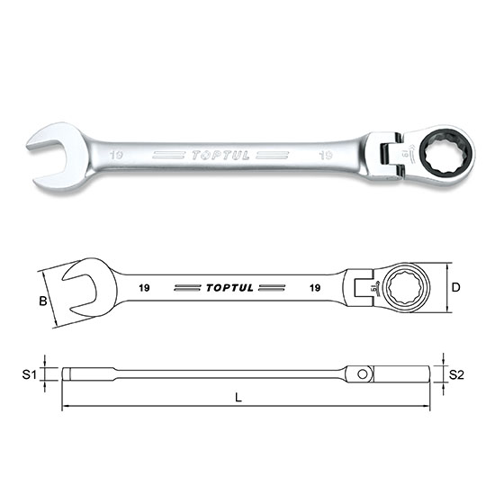Pro-Series Flexible Ratchet Combination Wrench