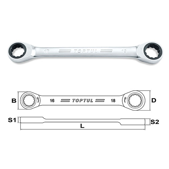 Pro-Series Ratchet Double Ring Wrench