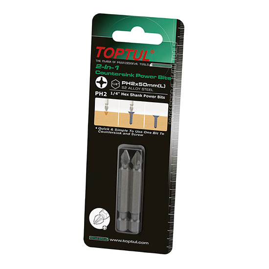 1/4 Hex Shank 2-In-1 Countersink Power Bits - TOPTUL The Mark of