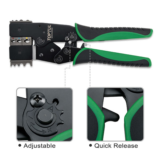 2-IN-1 Quick Interchangeable Ratchet Crimping Pliers - TOPTUL The 