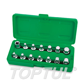 14PCS 3/8" DR. Master Oil Drain Plug Key Set