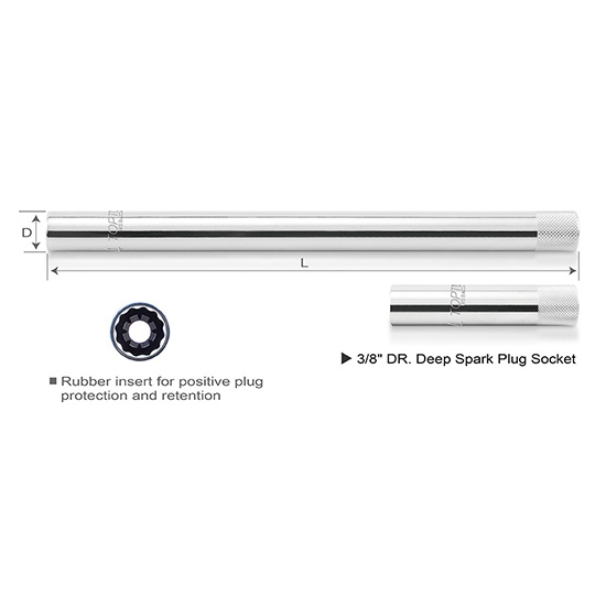 3/8" DR. Deep Spark Plug Socket