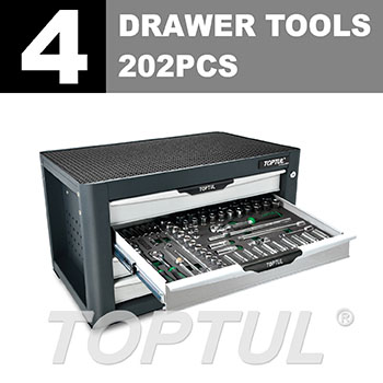 W/4-Drawer Tool Chest - 202PCS Mechanical Tool Set