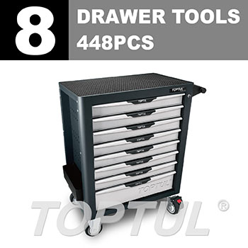 W/8-Drawer Tool Trolley - 448PCS  Mechanical Tool Set