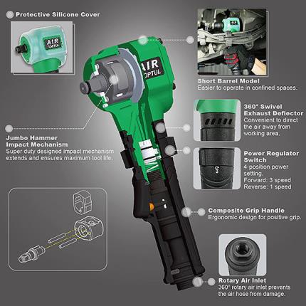 1/2&quot; DR. Air Angle Impact Wrench (Gearless Type)