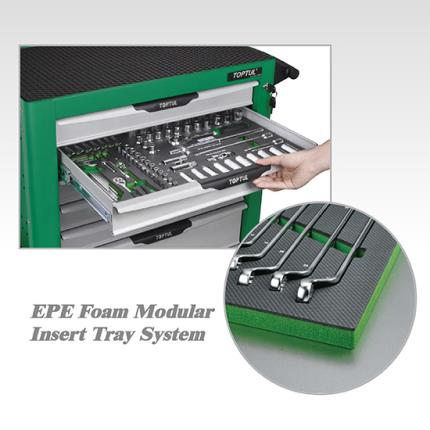 W/7-Drawer Tool Trolley - 208PCS Mechanical Tool Set (ECONOMIC SERIES) GREEN