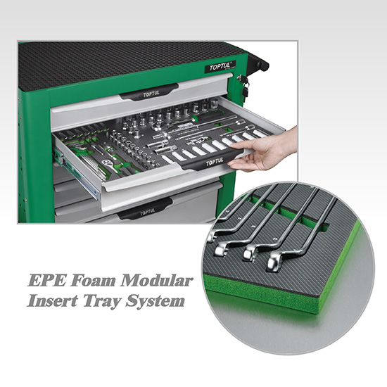 W/7-Drawer Tool Trolley - 308PCS Mechanical Tool Set (GENERAL SERIES) GREEN