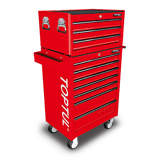 W/3-Drawer Tool Chest + W/7-Drawer Tool Trolley (GENERAL SERIES) RED