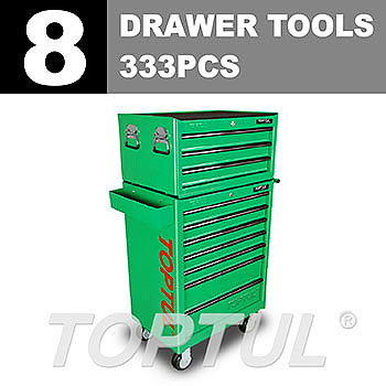W/3-Drawer Tool Chest + W/7-Drawer Tool Trolley (GENERAL SERIES) GREEN
