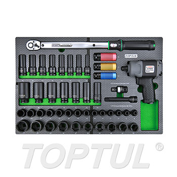46PCS - 1/2" DR. Torque Wrench & Air Impact Wrench Socket Set