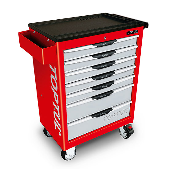 W/7-Drawer Tool Trolley - 214PCS Mechanical Tool Set (PRO-LINE SERIES) RED