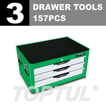 W/3-Drawer Tool Chest - 157PCS Mechanical Tool Set