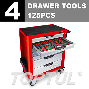 W/7-Drawer Tool Trolley - 125PCS  VDE Insulated Tool Set