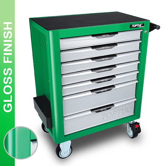 NEW MODEL - 7-Drawer Mobile Tool Trolley - PRO-PLUS SERIES - GREEN - GLOSS FINISH