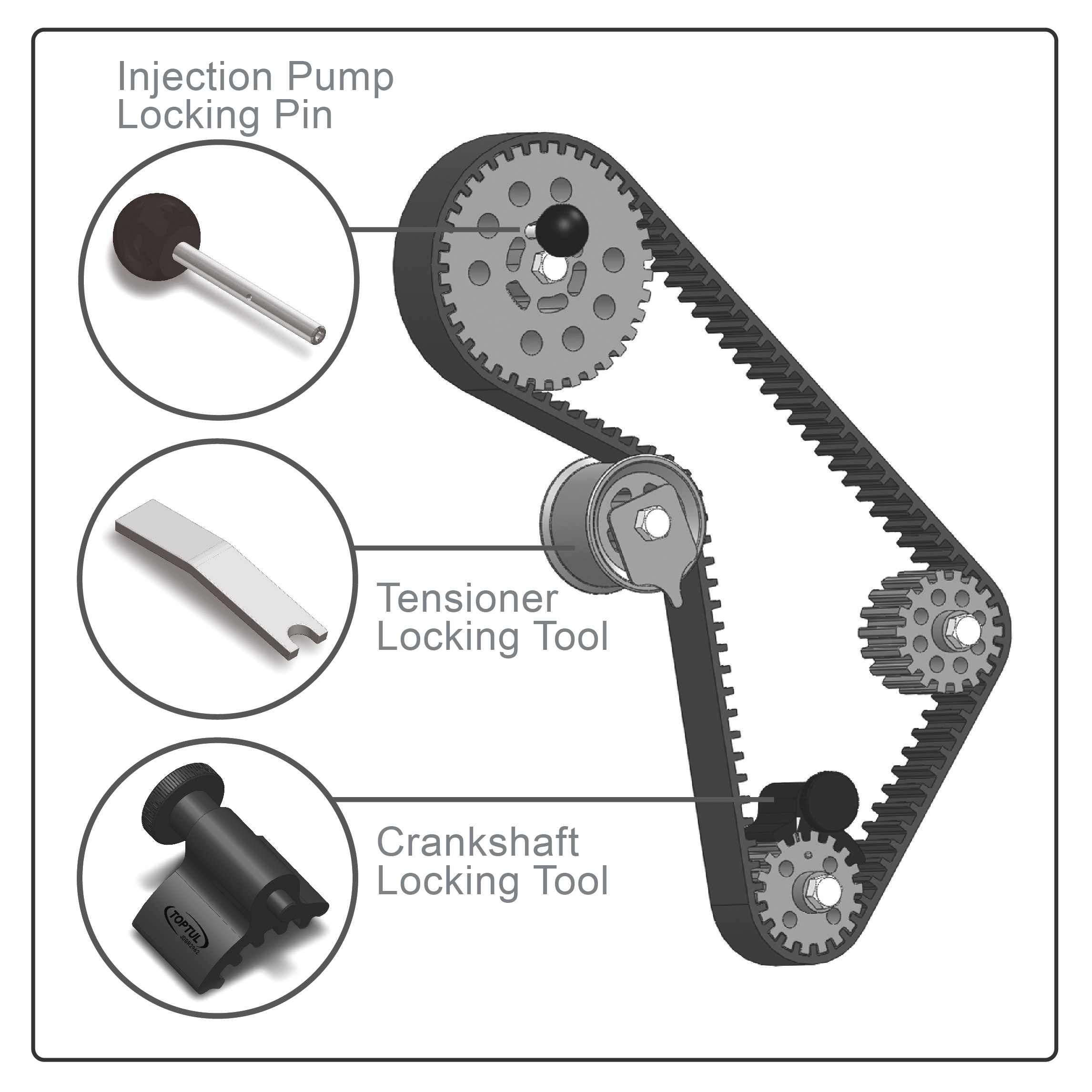 3PCS Crankshaft Timing Belt Pulley Locking Tool Set TOPTUL The Mark