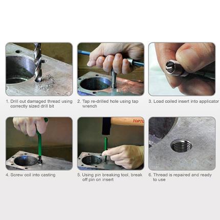 9PCS Professional Threaded Coil-Insert Repair Kit (For Spark Plug Thread)
