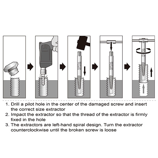 5PCS Screw Extractor Set - TOPTUL The Mark of Professional Tools