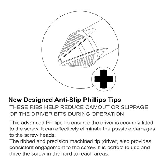 1/4&quot; Hex Shank Anti-Slip Phillips Magnetic Power Screwdriver Bits (50mml)
