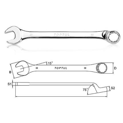 Standard Combination Wrench 75&#xB0; Offset - METRIC (Mirror Polished)