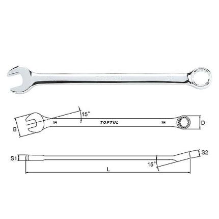 Extra Long Combination Wrench 15&#xB0; Offset - SAE