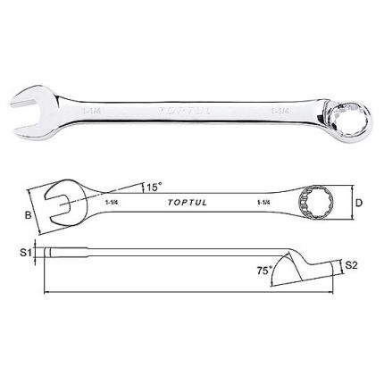 Standard Combination Wrench 75&#xB0; Offset - SAE (Mirror Polished)