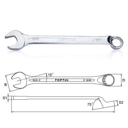 Standard Combination Wrench 75&#xB0; Offset - SAE (Satin Chrome Finished)