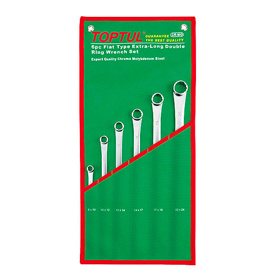 Flat Type Extra-Long Double Ring Wrench - POUCH BAG - GREEN