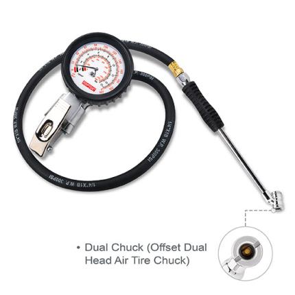 3-Function Tire Pressure Gauge W/ Dual Tire Chuck