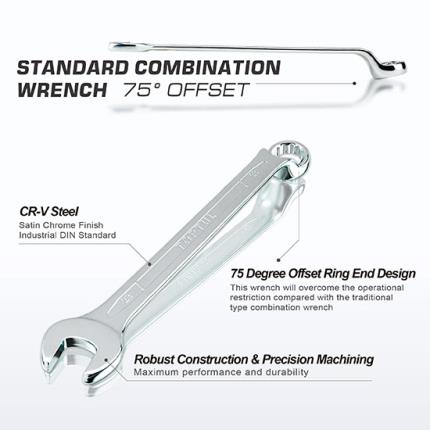 Standard Combination Wrench 75&#xB0; Offset - METRIC (Satin Chrome Finished)