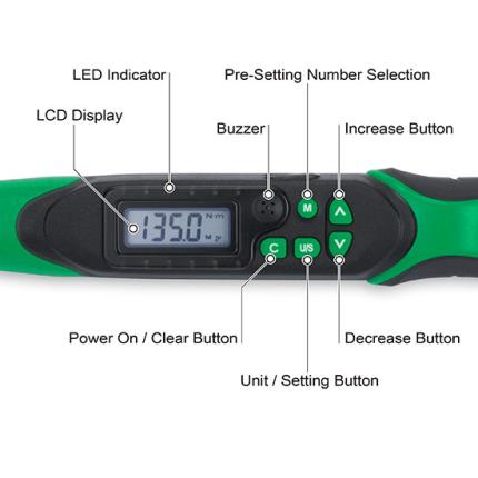 Digital Torque Wrench with Reversible Ratchet Insert Tool