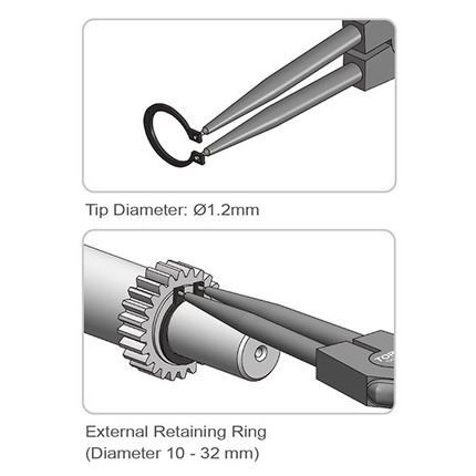 Extra Long Straight Retaining Ring Pliers (External Ring )